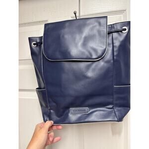 Vera Bradley Classic Navy Faux Leather Drawstring Backpack — NWT Retail 108